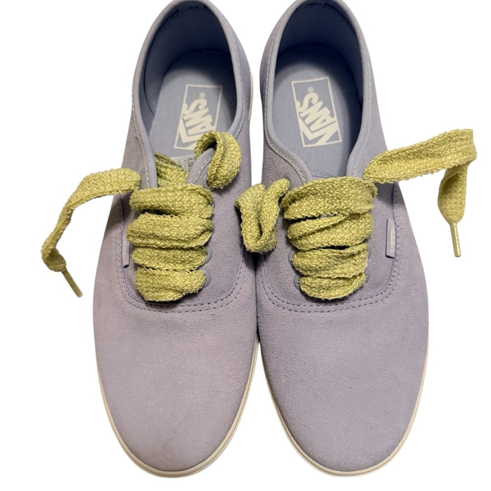 Vans Lavender Suede Sneakers with Lime Green Laces